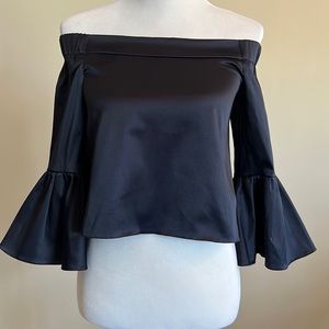 ASOS Off shoulder black satin top 0